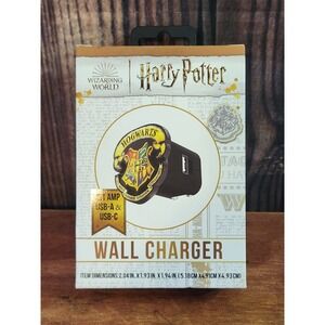 Harry Potter Hogwarts Crest Wall Charger Dual USB-A USB-C 2.1A Folding Plug New